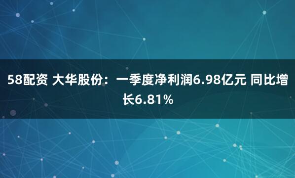 58配资 大华股份：一季度净利润6.98亿元 同比增长6.81%