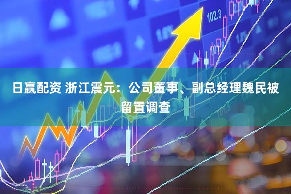 日赢配资 浙江震元：公司董事、副总经理魏民被留置调查